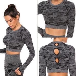 FITTOO Camouflage Seamless Yoga Top large